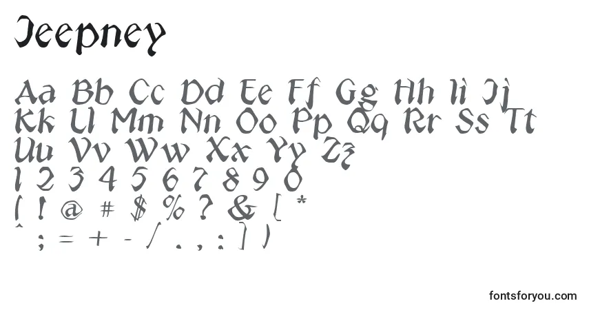 Шрифт Jeepney – алфавит, цифры, специальные символы