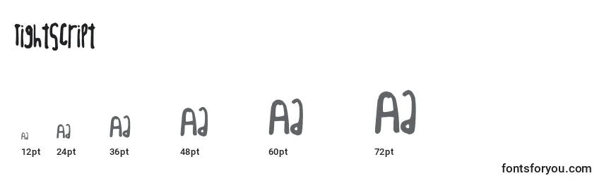 Tightscript Font Sizes