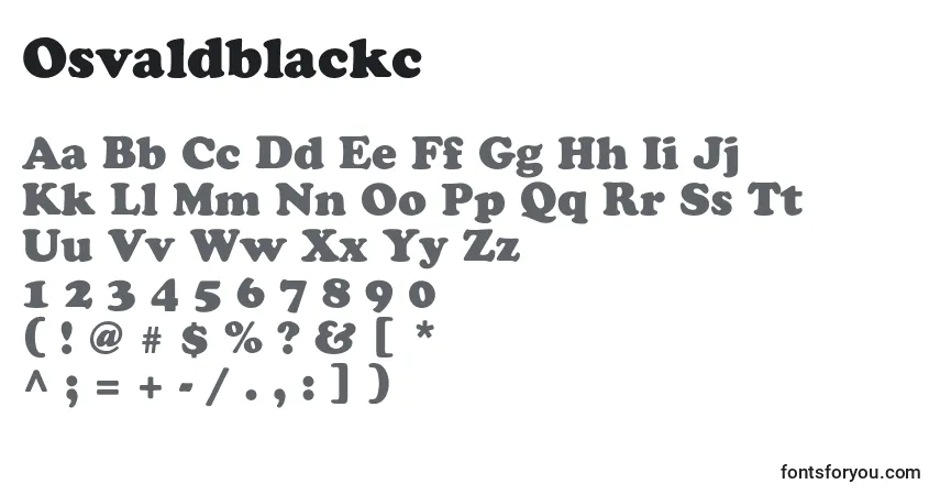 A fonte Osvaldblackc – alfabeto, números, caracteres especiais