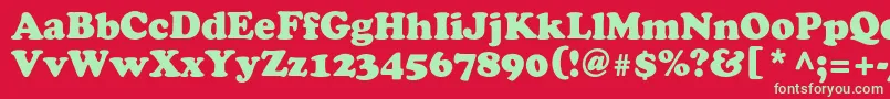 フォントOsvaldblackc – 赤い背景に緑の文字