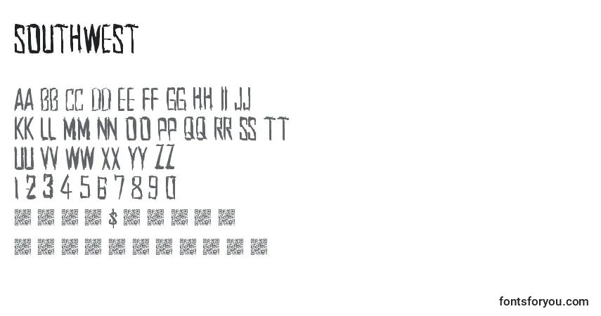 Schriftart Southwest – Alphabet, Zahlen, spezielle Symbole