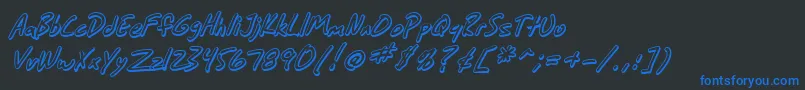 SfGrungeSansShadowItalic Font – Blue Fonts on Black Background