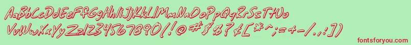 フォントSfGrungeSansShadowItalic – 赤い文字の緑の背景