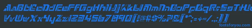 フォントNexxusItalic – 黒い背景に青い文字