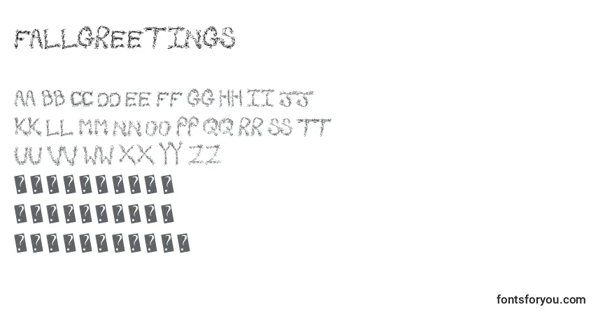 Czcionka Fallgreetings – alfabet, cyfry, specjalne znaki