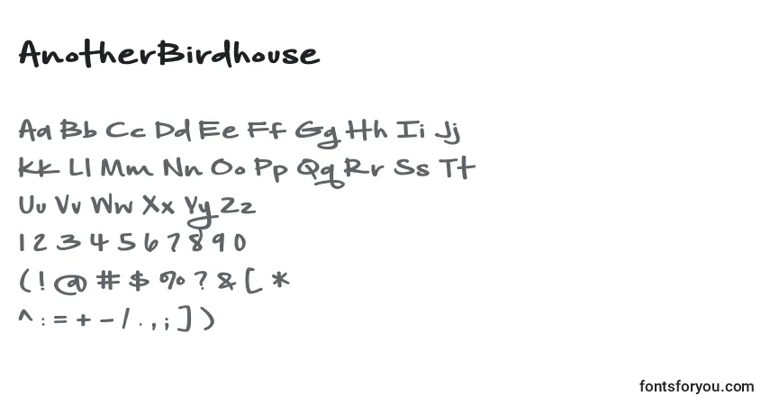 Czcionka AnotherBirdhouse – alfabet, cyfry, specjalne znaki