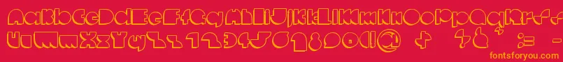 フォントDeccodiscoCasual – 赤い背景にオレンジの文字