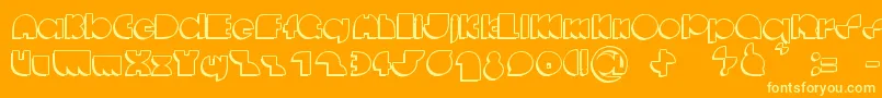フォントDeccodiscoCasual – オレンジの背景に黄色の文字