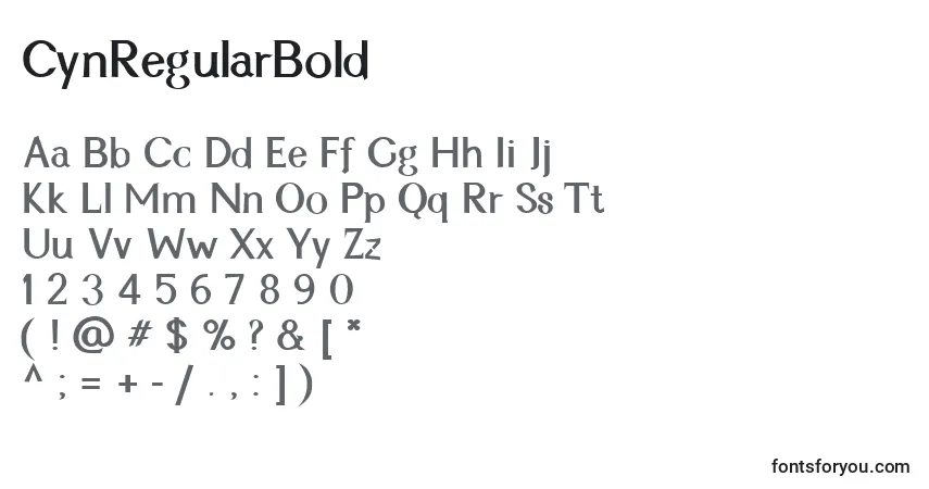 Czcionka CynRegularBold – alfabet, cyfry, specjalne znaki