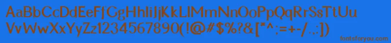 フォントCynRegularBold – 茶色の文字が青い背景にあります。