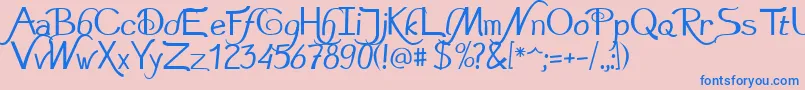 Rosewood Font – Blue Fonts on Pink Background