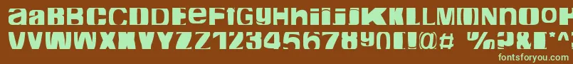 フォントCropfontExpanded – 緑色の文字が茶色の背景にあります。