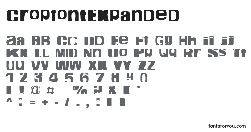 characters of cropfontexpanded font, letter of cropfontexpanded font, alphabet of  cropfontexpanded font
