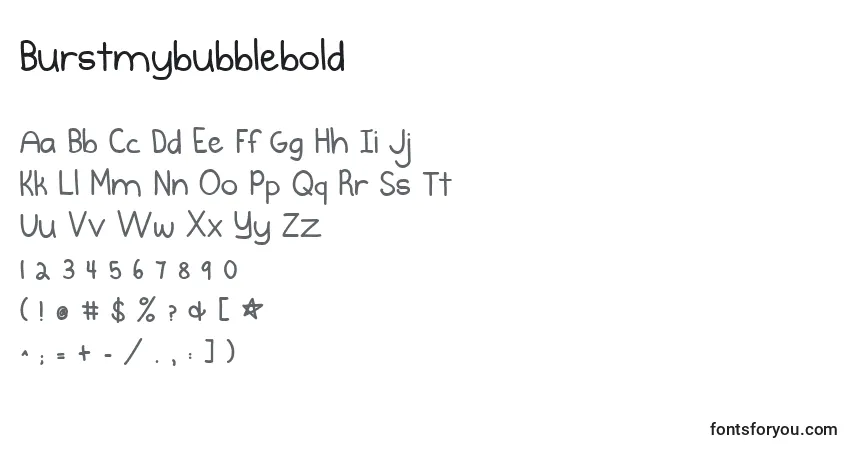 A fonte Burstmybubblebold – alfabeto, números, caracteres especiais