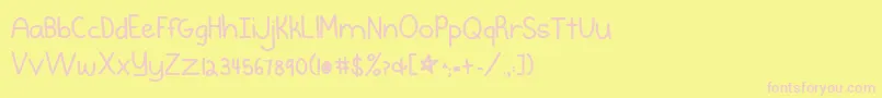フォントBurstmybubblebold – ピンクのフォント、黄色の背景