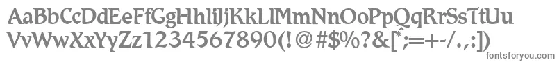 R790RomanMediumRegular-fontti – harmaat kirjasimet valkoisella taustalla