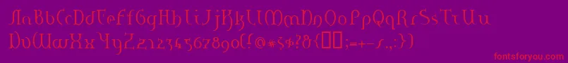 HaneRegulare-Schriftart – Rote Schriften auf violettem Hintergrund