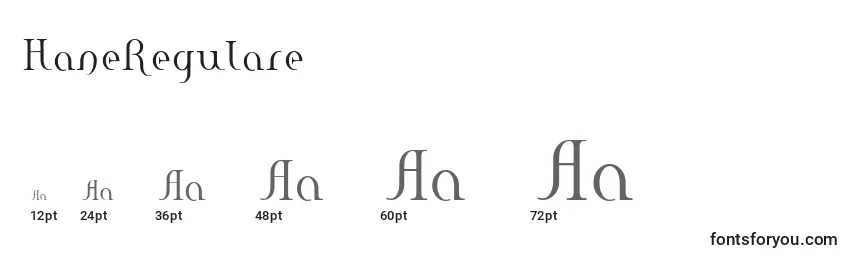 Размеры шрифта HaneRegulare