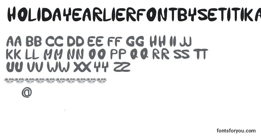 A fonte HolidayEarlierFontBySetitikasa – alfabeto, números, caracteres especiais