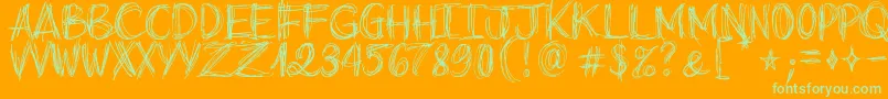 GoAroundTheBooks-Schriftart – Grüne Schriften auf orangefarbenem Hintergrund