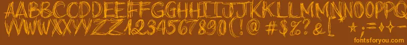 GoAroundTheBooks-Schriftart – Orangefarbene Schriften auf braunem Hintergrund