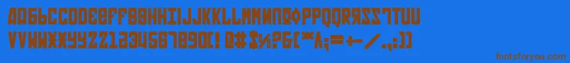 Soviet2b-Schriftart – Braune Schriften auf blauem Hintergrund