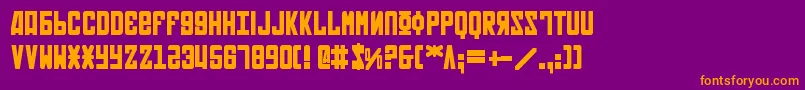 Soviet2b-Schriftart – Orangefarbene Schriften auf violettem Hintergrund