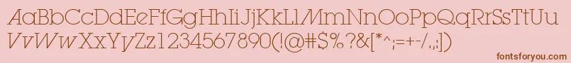 LugaextraadExtralight Font – Brown Fonts on Pink Background