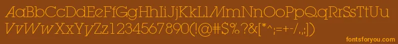 LugaextraadExtralight Font – Orange Fonts on Brown Background