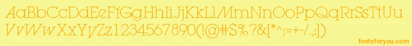 LugaextraadExtralight Font – Orange Fonts on Yellow Background