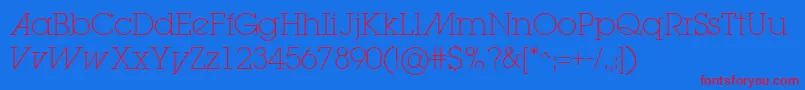 LugaextraadExtralight Font – Red Fonts on Blue Background