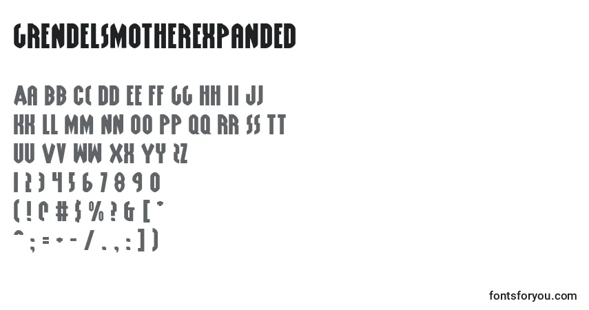 Шрифт GrendelsMotherExpanded – алфавит, цифры, специальные символы