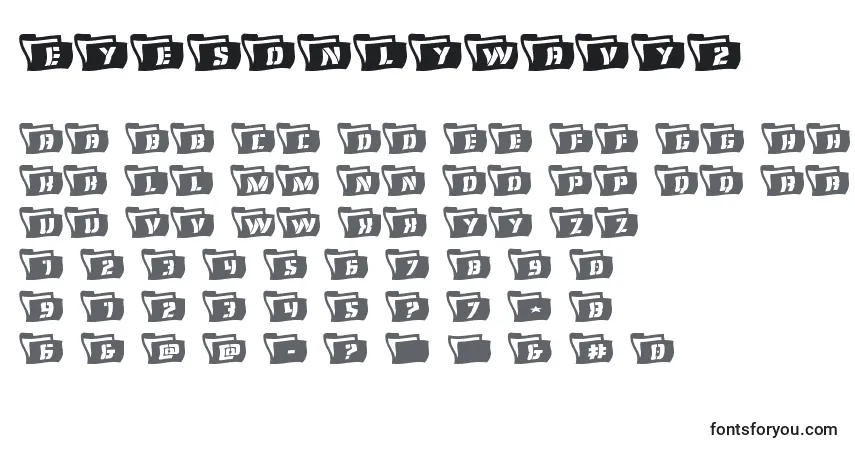 Czcionka Eyesonlywavy2 – alfabet, cyfry, specjalne znaki
