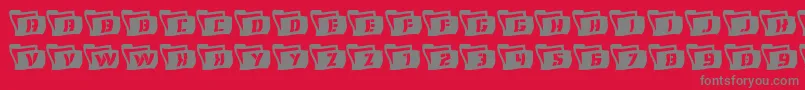 フォントEyesonlywavy2 – 赤い背景に灰色の文字