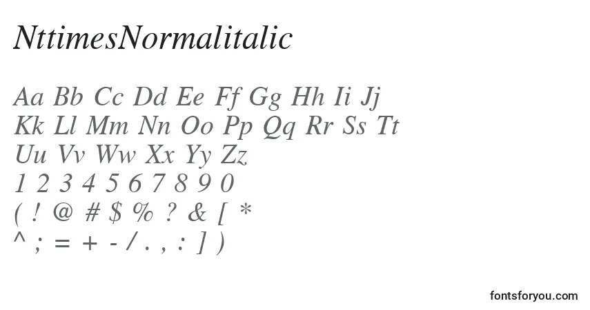 Schriftart NttimesNormalitalic – Alphabet, Zahlen, spezielle Symbole