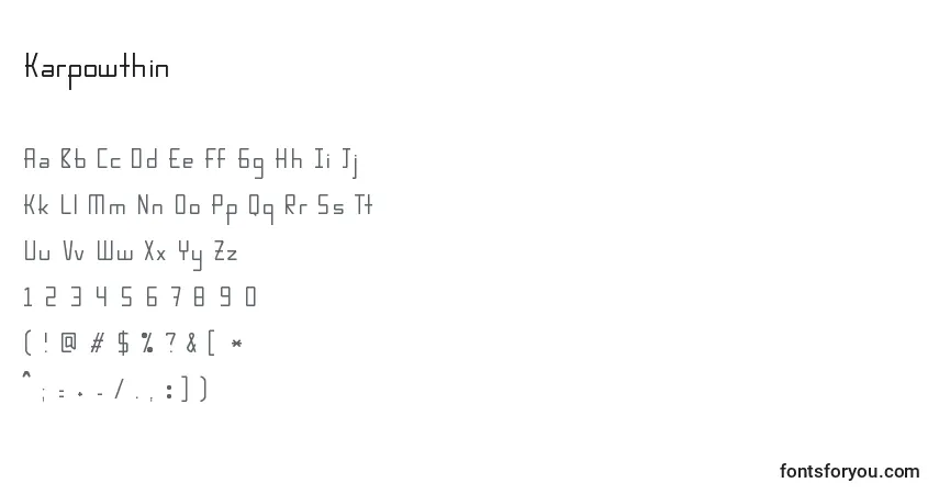 Schriftart Karpowthin – Alphabet, Zahlen, spezielle Symbole