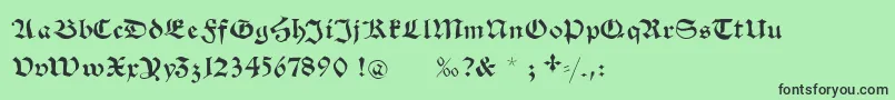 フォントSchwabachscribbelssecond – 緑の背景に黒い文字