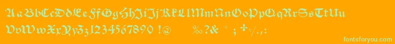Schwabachscribbelssecond-fontti – vihreät fontit oranssilla taustalla