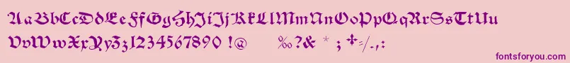 Schwabachscribbelssecond-Schriftart – Violette Schriften auf rosa Hintergrund