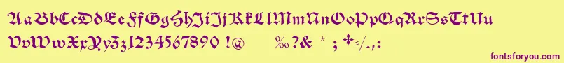 Schwabachscribbelssecond Font – Purple Fonts on Yellow Background