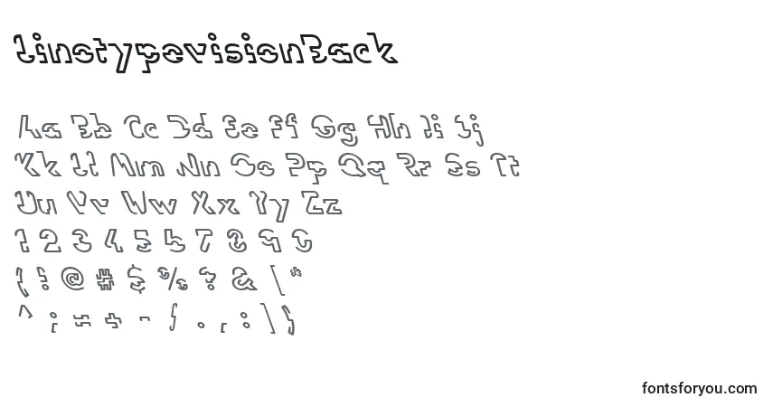 Czcionka LinotypevisionBack – alfabet, cyfry, specjalne znaki