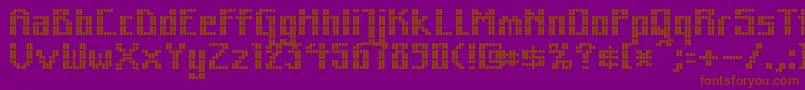 Mkzodsqu-Schriftart – Braune Schriften auf violettem Hintergrund