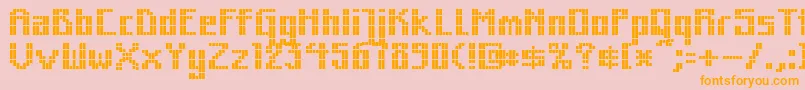 フォントMkzodsqu – オレンジの文字がピンクの背景にあります。