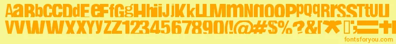 フォントFabianestemNormal – オレンジの文字が黄色の背景にあります。