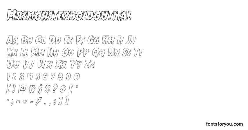 Шрифт Mrsmonsterboldoutital – алфавит, цифры, специальные символы