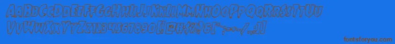 Mrsmonsterboldoutital-Schriftart – Braune Schriften auf blauem Hintergrund