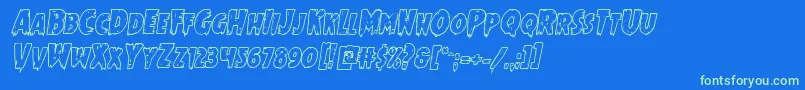 Mrsmonsterboldoutital Font – Green Fonts on Blue Background