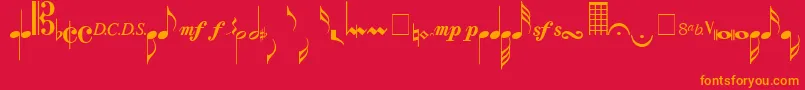 Musicalsymbols Font – Orange Fonts on Red Background