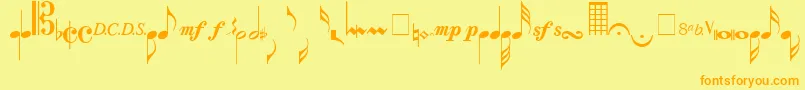 Musicalsymbols Font – Orange Fonts on Yellow Background