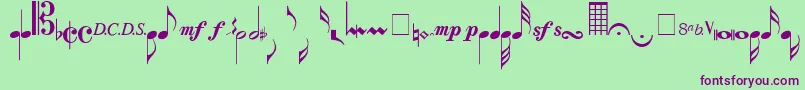 Musicalsymbols Font – Purple Fonts on Green Background